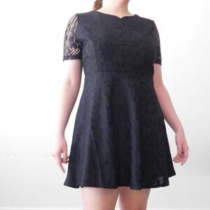 Black Lace Crochet A-Line Mini Dress